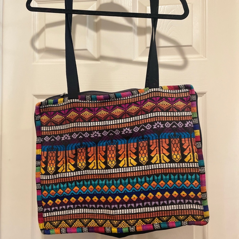 Colorful Guatemalan Tote Bag, lap top, woven. Boho World Market, global beach